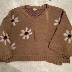 POL CHENILLE BERBER FLOWER SWEATER